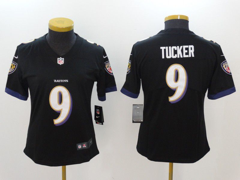 Women Baltimore Ravens 9 Tucker Black Nike Vapor Untouchable Limited NFL Jerseys